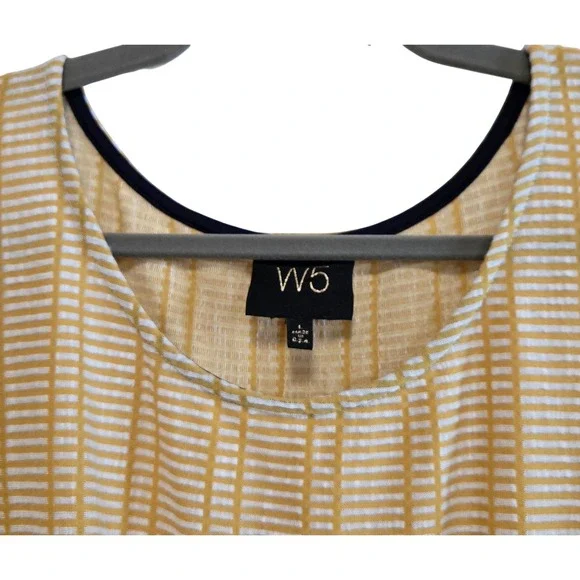 W5 Women's Yellow White Striped Twist Front Knit Top Sleeveless Blouse Large - Picture 4 of 6